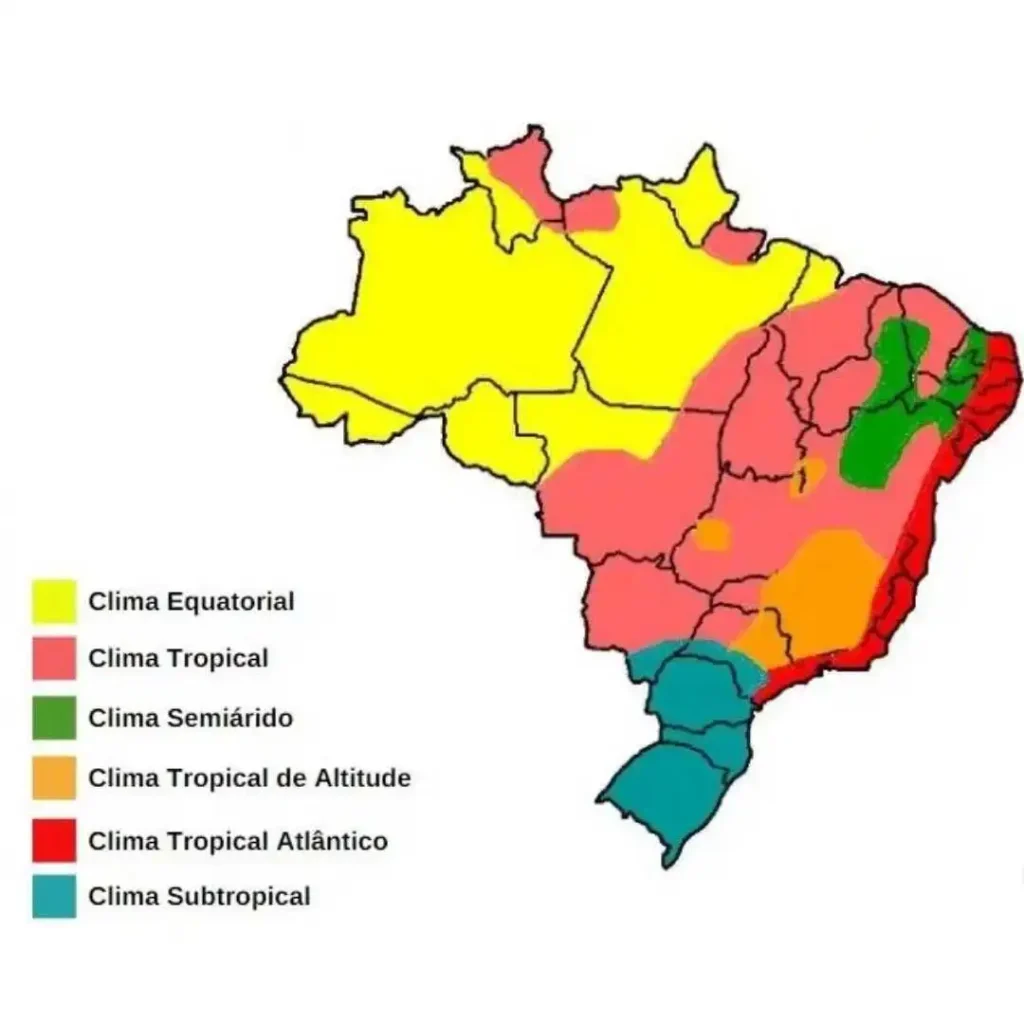 Mapa da distribuição climática brasileira. Fonte: Significados